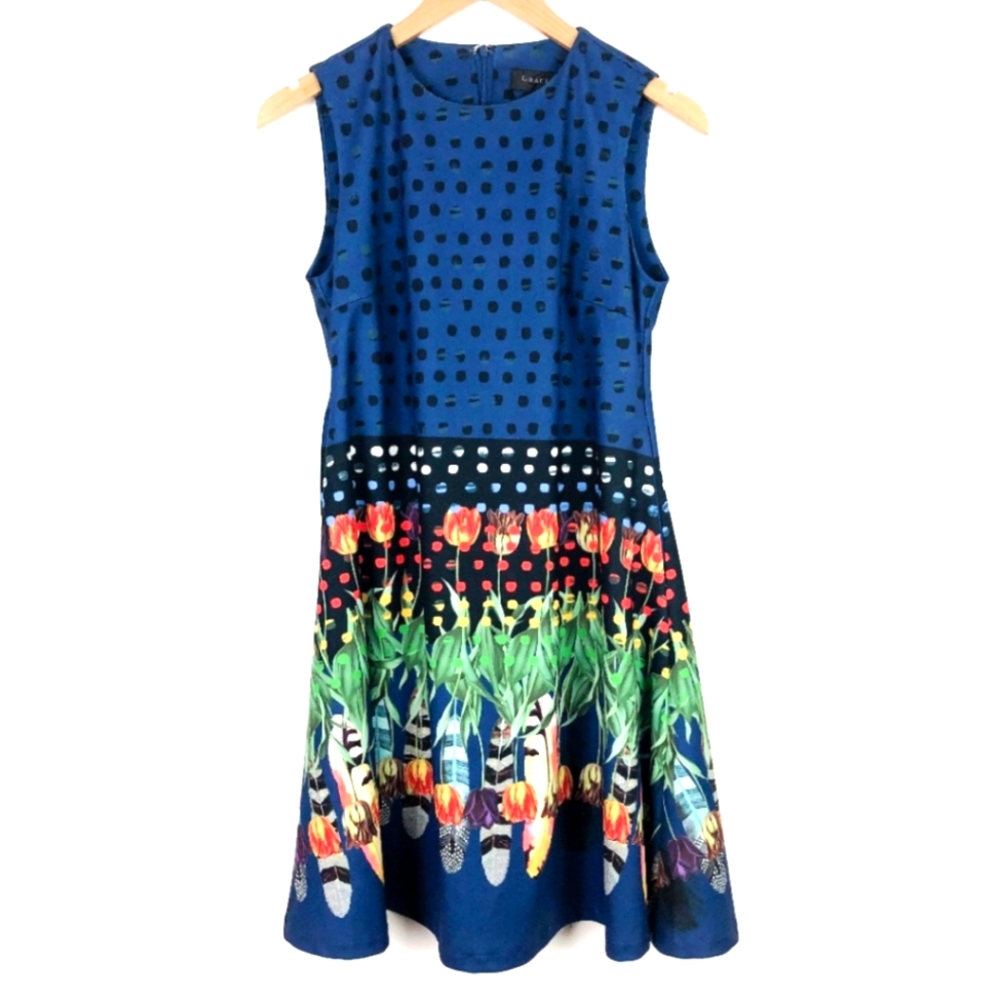 Gracia Floral Polka Dot Tulip Midi Dress